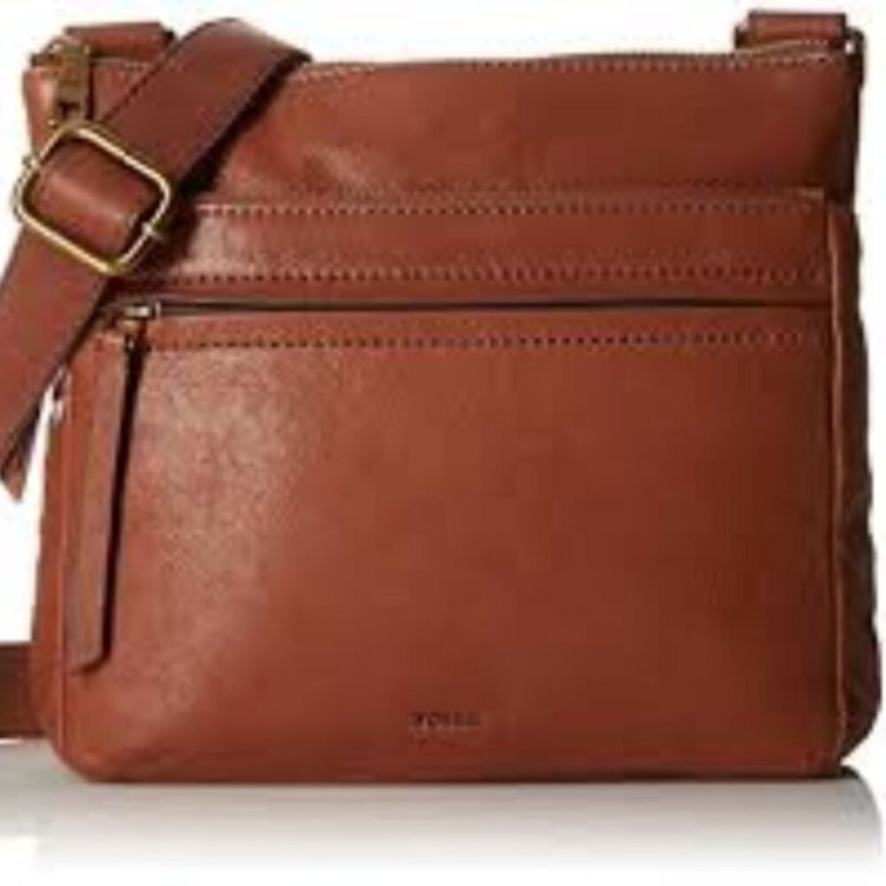 FOSSIL COREY LEATHER CROSSBODY BAG ~ BROWN ~ GREAT USED COND.